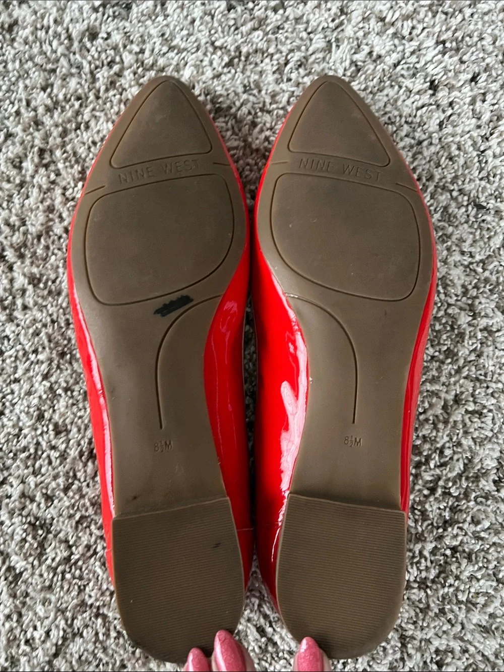 Nine West Women's Red Leather Bow Flats Shoes Size 8.5